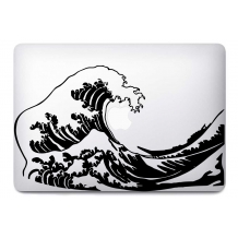 Sticker Vague Hokusai Noir pour MacBook